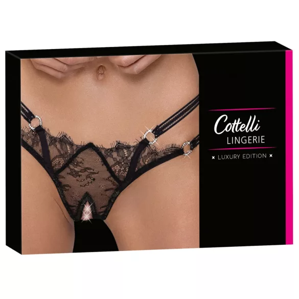 Cottelli - Luxury Open Ring Thong (Black) - M/L