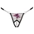 Cottelli - Luxury Embroidered Lily Thong (Black & White)