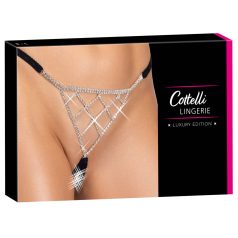 Cottelli - Open Thong with Silver Accent - Black (S-L)