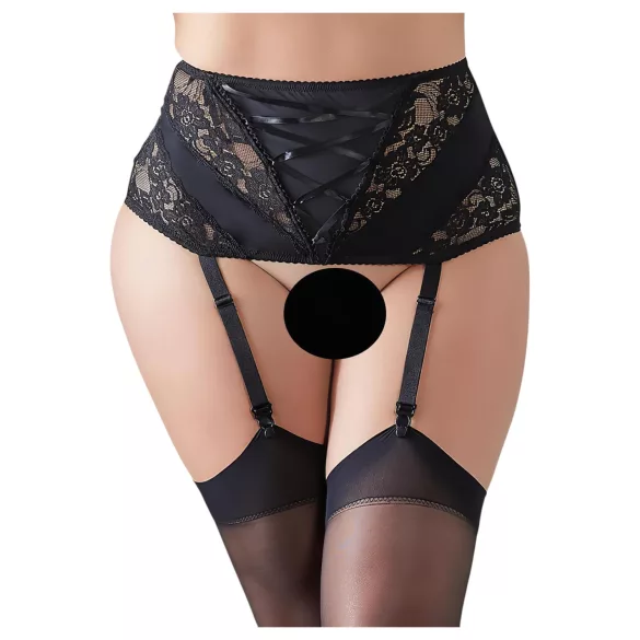 Cottelli Plus Size - Lace Corset Garter Belt (Black) - 3XL