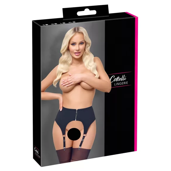 Cottelli - Black Matte Garter Belt - M