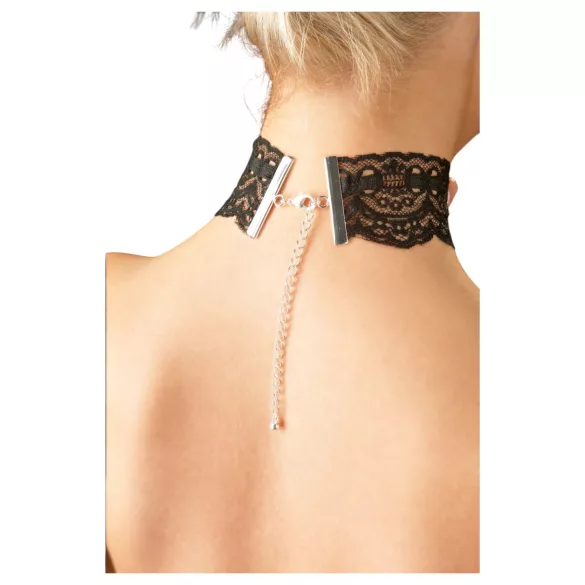 Cottelli - faux leather lace collar, BDSM costume accessory