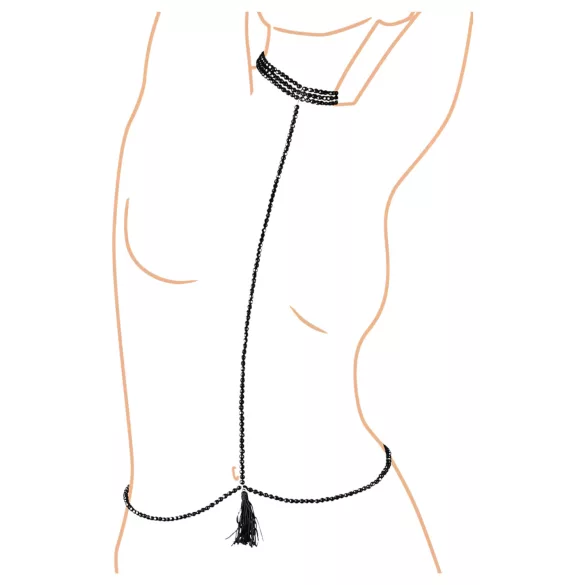 Cottelli - Black Beaded Body Harness with Neck Strap
