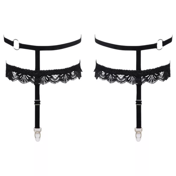 Cottelli - Decorative Black Lace Garter Belt