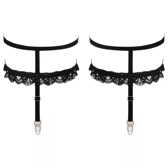 Cottelli - Decorative Black Lace Garter Belt - L/XL