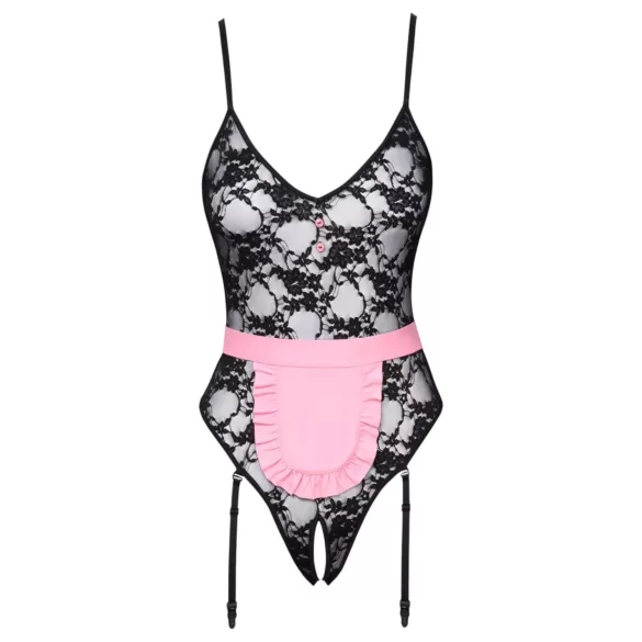 Cottelli - Sheer Maid Costume (Black-Pink)