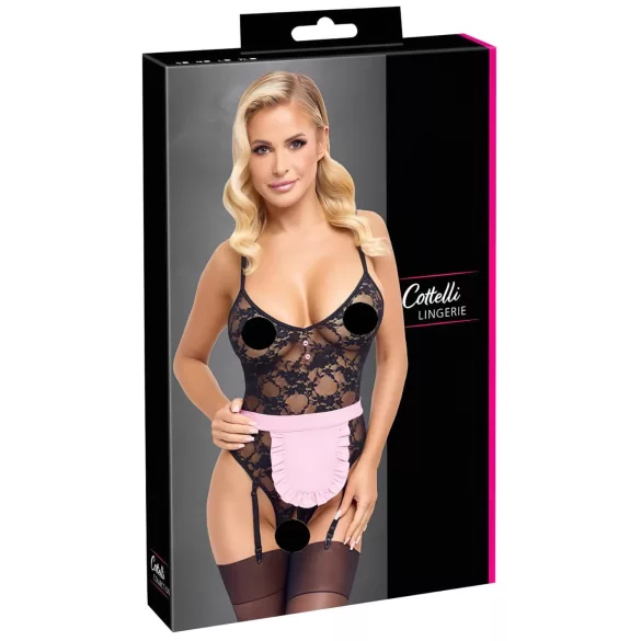 Cottelli - Sheer Maid Costume (Black-Pink)