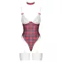 Cottelli - Red Plaid Bodysuit Set - L