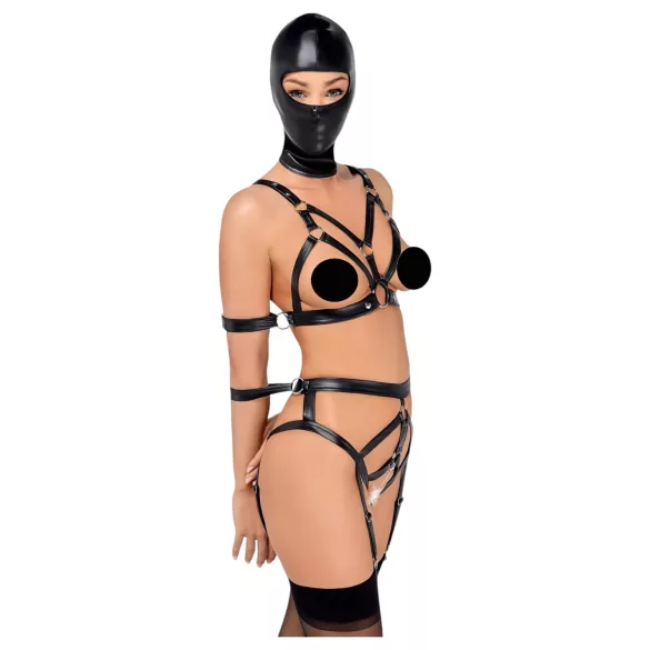 Bad Kitty - Body Harness Set and Mask (Black) - M