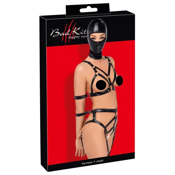 Bad Kitty - Body Harness Set and Mask (Black) - M