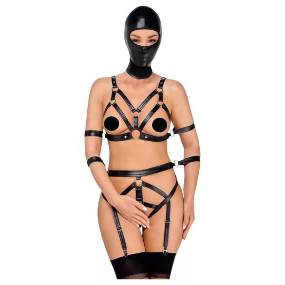 Bad Kitty - Body Harness Set and Mask (Black) - L