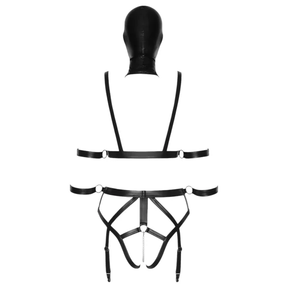 Bad Kitty - Body Harness Set and Mask (Black) - L