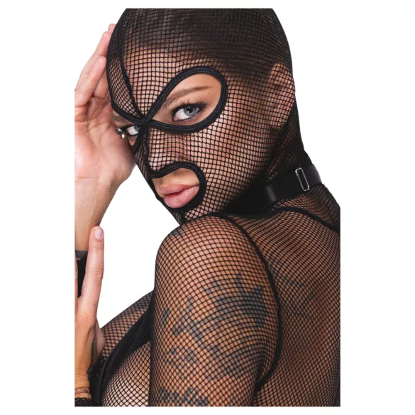 Bad Kitty - BDSM Sheer Fishnet Set with Whip (Black) - M