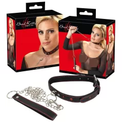 Bad Kitty - Heart Collar and Metal Leash (Black)