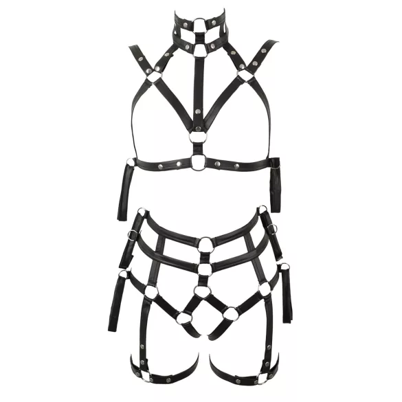 Bad Kitty - bondage body harness bra set (black) - L/XL