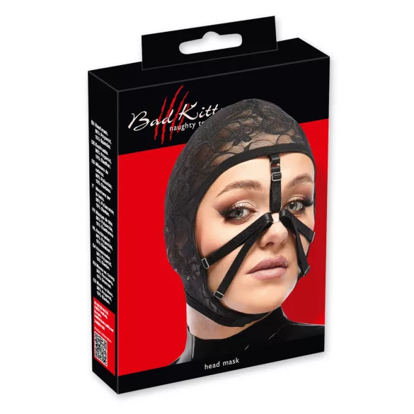 Bad Kitty - Lace Strap Head Mask (Black)