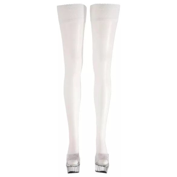 Cottelli - Satin Thigh-Highs (White) - 4/L