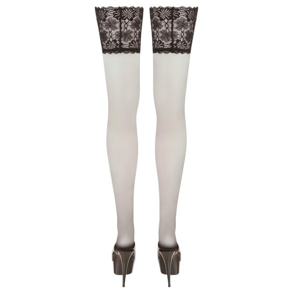Cottelli Plus Size - Thigh High Stockings with 15cm Lace Trim (Black) - 8
