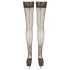 Cottelli - Black Thigh-Highs with Lily Pattern and Stripes - 3