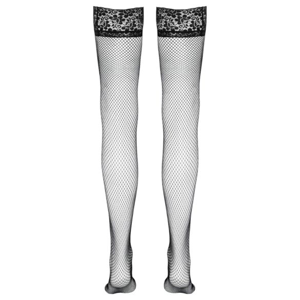 Cottelli - Black Fishnet Thigh-Highs with Wide Lace Trim