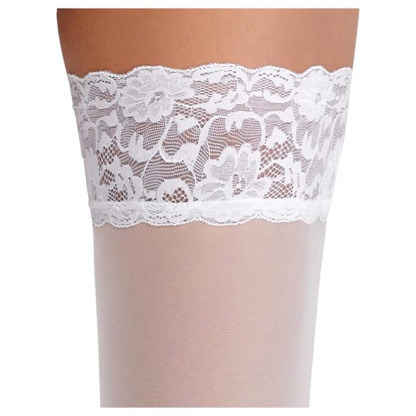 Cottelli - Lacy Floral Thigh-Highs (White) - 4/L
