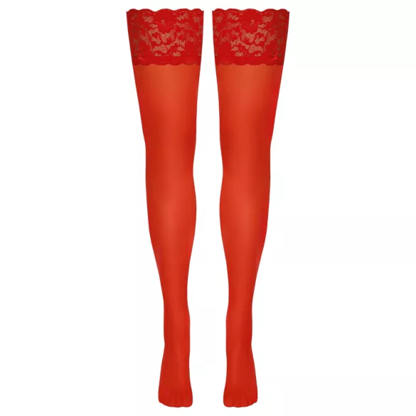 Cottelli - Lace Floral Thigh-Highs (Red)