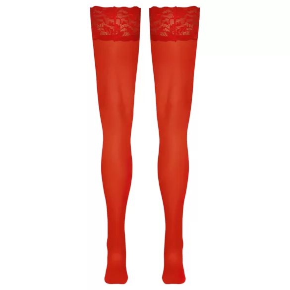 Cottelli - Lace Floral Thigh-Highs (Red)