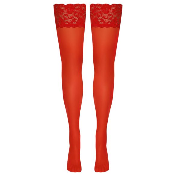 Cottelli - Lace Floral Thigh-Highs (Red) - 4/L