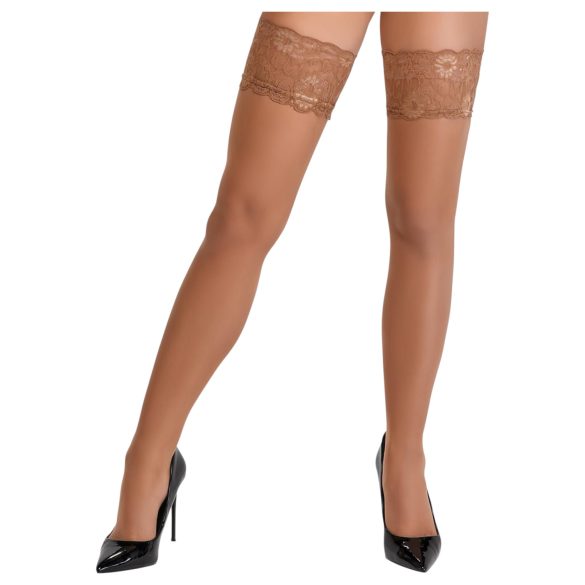 Cottelli - Lace & Floral Thigh-High Stockings (Nude) - 3/M-L