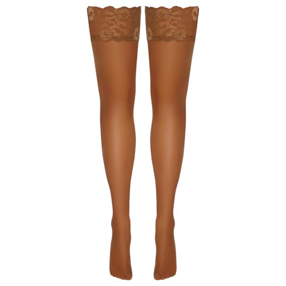 Cottelli - Lace & Floral Thigh-High Stockings (Nude) - 4/L