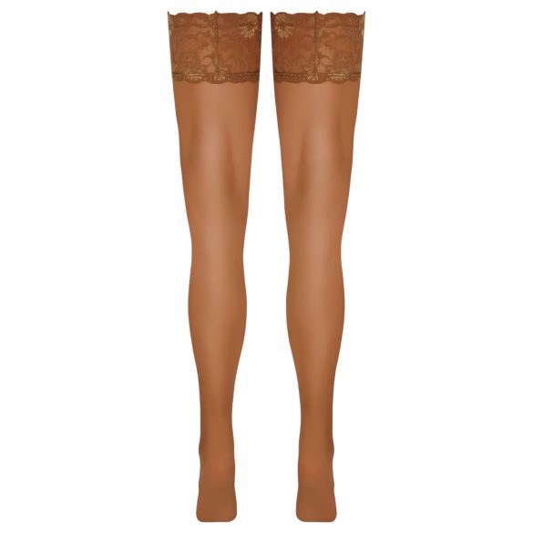 Cottelli - Lace & Floral Thigh-High Stockings (Nude) - 4/L