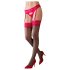 Cottelli - Black Stockings with Red Lace Trim - 4