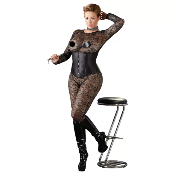 Cottelli Plus Size - Black Satin Waist Corset - 2XL
