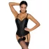 Cottelli Party - Satin Corset with Garter (Black) - M