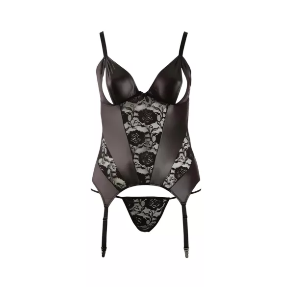 Cottelli - Floral Women's Top, Plus Size (Black) - XXXXL