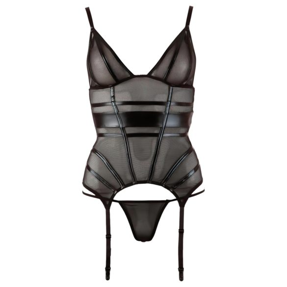 Cottelli - Sleek Striped Sheer Top (Black) - L