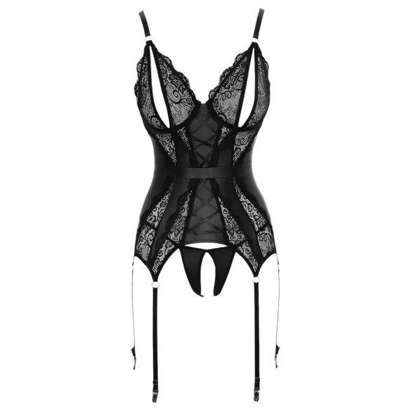 Cottelli - Lace Open Top & Thong Set (Black) - XL