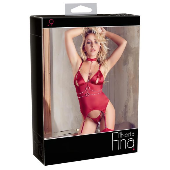 Abierta Fina - Sparkling Chain Top & Thong Set (Red)