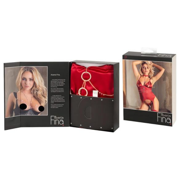 Abierta Fina - Sparkling Chain Top & Thong Set (Red)