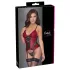 Cottelli - lace panel suspender corset with thong (red)