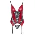 Cottelli - lace panel suspender corset with thong (red)
