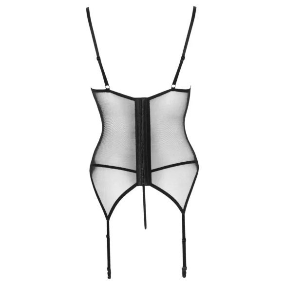 Cottelli - lace panel suspender corset with thong (red)