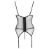 Cottelli - lace panel suspender corset with thong (red) - M