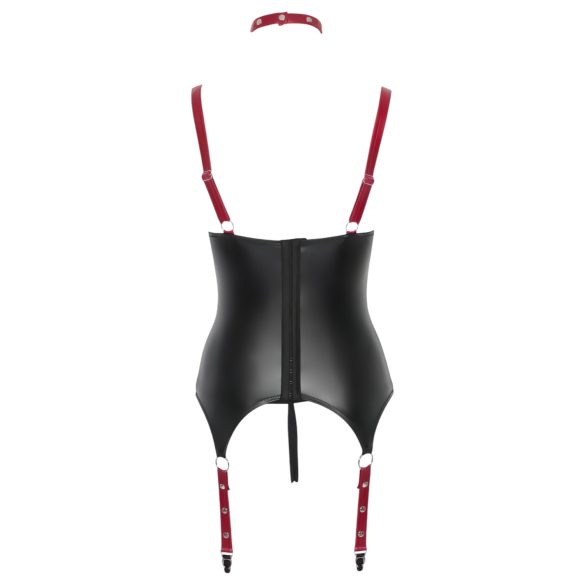 Cottelli Bondage - Shiny Lift-Up Top with Collar (Black) - M