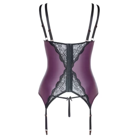 Cottelli Curves - Lace-Up Lingerie Set (Purple) - 90D/XL