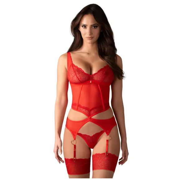 Obsessive Cupide Desire - Sheer Lace Top Set (Red)