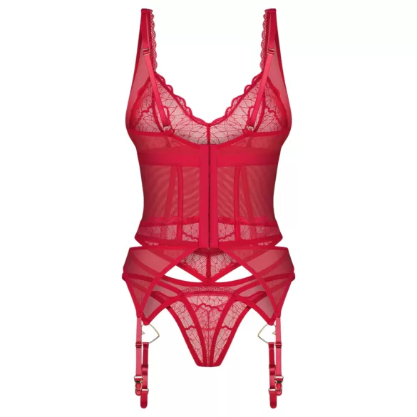 Obsessive Cupide Desire - Sheer Lace Top Set (Red) - L/XL