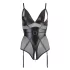 Cottelli Bondage - Shiny Black Bodysuit with Cuffs - M
