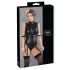 Cottelli Bondage - Shiny Sleeveless Bodysuit with Cuffs (Black)