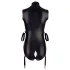 Cottelli Bondage - Shiny Sleeveless Bodysuit with Cuffs (Black) - M